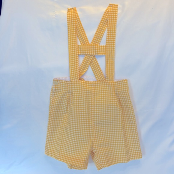 NWOT VINTAGE EUROPEAN MERCEDES CORTINA  OVERALLS/ SHIRT SET YELLOW & WHITE 2T - Picture 6 of 9